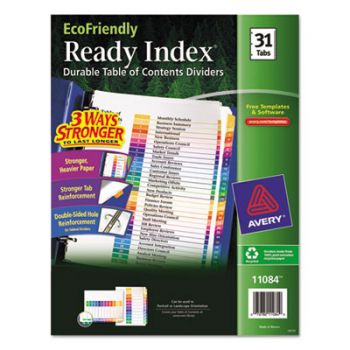 Ready Index Customizable Table of Contents Multicolor Dividers, 31-Tab, Letter