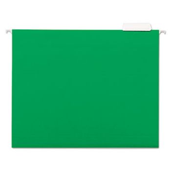 Hanging File Folders, 1/5 Tab, 11 Point Stock, Letter, Green, 25/Box