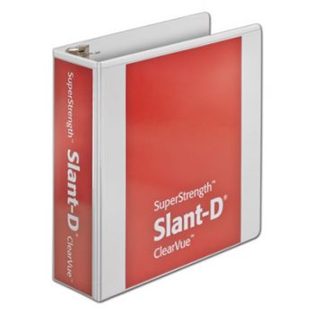 SuperStrength ClearVue Locking Slant-D Ring Binder, 3" Cap, 11 x 8 1/2, White