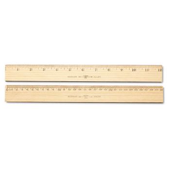 Wood Ruler, Metric and 1/16" Scale with Single Metal Edge, 30 cm