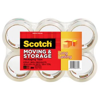 Moving & Storage Tape, 1.88" x 54.6yds, 3" Core, Clear, 6 Rolls/Pack