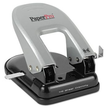 40-Sheet Capacity ProPunch Two-Hole Punch, Non-Slip Base, Black/Silver