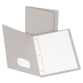 Twin-Pocket Folders with 3 Fasteners, Letter, 1/2" Capacity, Gray, 25/Box