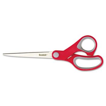 Multi-Purpose Scissors, Pointed, 7" Length, 3-3/8" Cut, Red/Gray