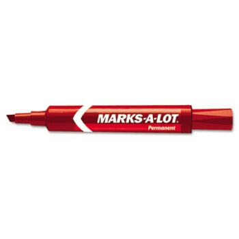 Regular Desk Style Permanent Marker, Chisel Tip, Red, Dozen