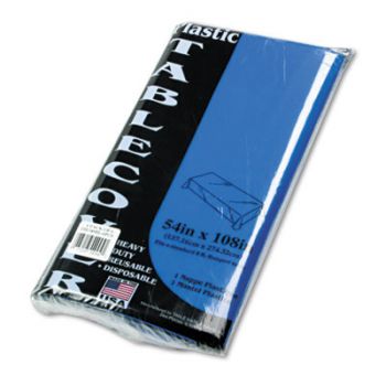 Table Set Rectangular Table Cover, Heavyweight Plastic, 54 x 108, Blue, 6/Pack
