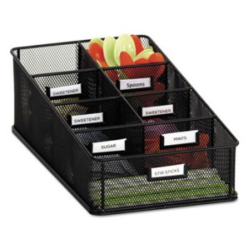 Onyx Breakroom Organizers, 7 Compartments, 16 x8 1/2x5 1/4, Steel Mesh, Black