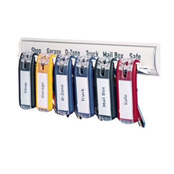 Key Tag Rack w/6 Tags, 24 Tag Capacity, 8 3/8 x 1 3/8 x 14 1/8, White Plastic