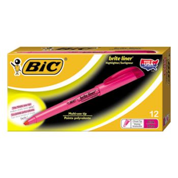 Brite Liner Highlighter, Chisel Tip, Fluorescent Pink Ink, 1 Dozen