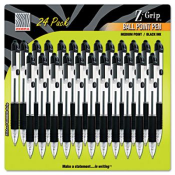 Z-Grip Retractable Ballpoint Pen, Black Ink, Medium, 24/Pack