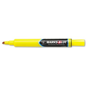 Large Desk Style Permanent Marker, Chisel Tip, Yellow, Dozen