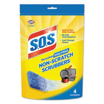 Non-Scratch Soap Scrubbers, Blue, 4/Pack