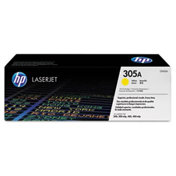 HP 305A, (CE412A) Yellow Original LaserJet Toner Cartridge, 2600 Page-Yield