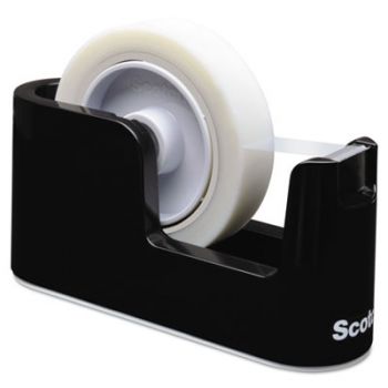 Heavy Duty Weighted Desktop Tape Dispenser, 3" core, Plastic, Black