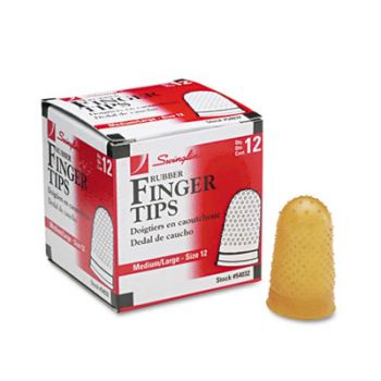 Rubber Finger Tips, Size 12, Medium/Large, Amber, 1/Dozen