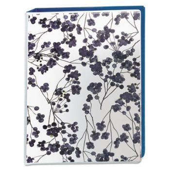 Durable Mini Fashion Binder, 8 1/2 x 5 1/2, 1" Capacity, Floral/Navy