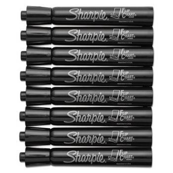 Flip Chart Marker, Bullet Tip, Black, 8 per Card