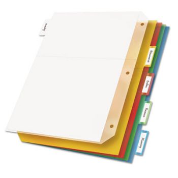 Poly Ring Binder Pockets, 8-1/2 x 11, Letter, Assorted Colors, 5/Pack