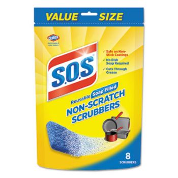 Non-Scratch Soap Scrubbers, Blue, 8/Pack
