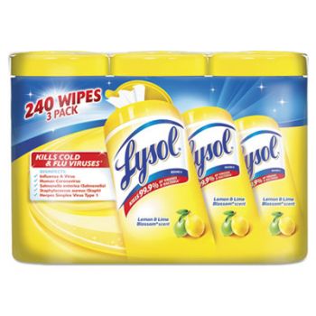 Disinfecting Wipes, 7 x 8, Lemon And Lime Blossom, 80/Canister, 3/Pack