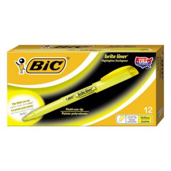 Brite Liner Highlighter, Chisel Tip, Fluorescent Yellow Ink, 1 Dozen