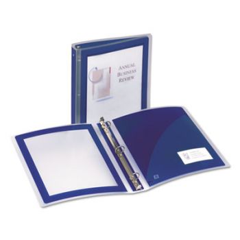 Flexi-View Binder w/Round Rings, 11 x 8 1/2, 1 1/2" Cap, Navy Blue