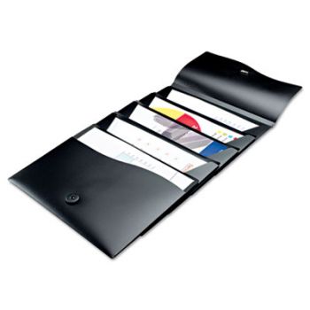 Slide & View Expanding File, 5 Pockets, Polypropylene, Letter, Black