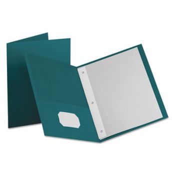 Twin-Pocket Folders with 3 Fasteners, Letter, 1/2" Capacity, Teal, 25/Box