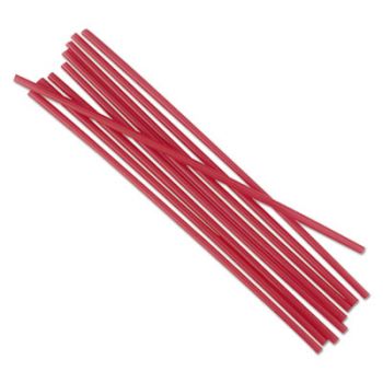 Unwrapped Single-Tube Stir-Straws, 5 1/4", Red, 1000/Pack