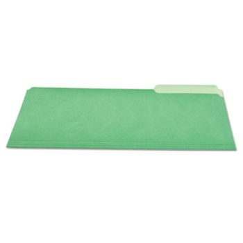 File Folders, 1/3 Cut One-Ply Tab, Letter, Green/Light Green, 100/Box