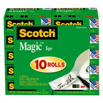 Magic Tape Value Pack, 3/4" x 1000", 1" Core, 10/Pack