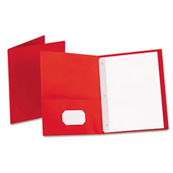 Twin-Pocket Folders with 3 Fasteners, Letter, 1/2" Capacity, Red, 25/Box