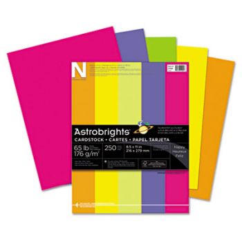 Astrobrights Colored Card Stock, 65 lb., 8-1/2 x 11, Assorted, 250 Sheets