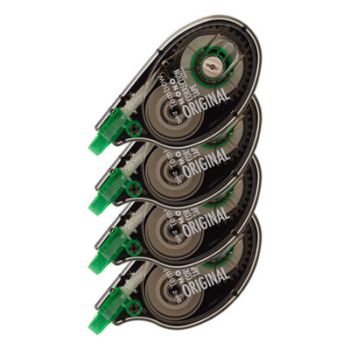 MONO Correction Tape, Non-Refillable, 1/6" x 394", White Tape, 4/Pack