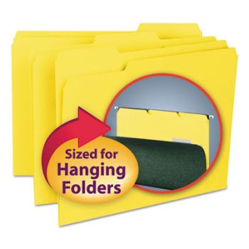Interior File Folders, 1/3 Cut Top Tab, Letter, Yellow, 100/Box