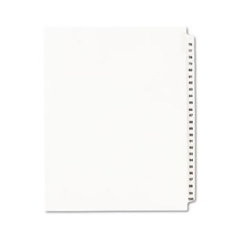 Avery-Style Legal Side Tab Divider, Title: 76-100, Letter, White, 1 Set