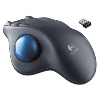 M570 Wireless Trackball, Four Buttons, Scroll, Black/Blue