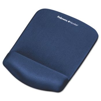 PlushTouch Mouse Pad with Wrist Rest, Foam, Blue, 7 1/4 x 9-3/8