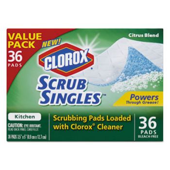 Kitchen ScrubSingles Scrubbing Pads, Citrus Blend Scent, 3 1/2" x 5", 36/Box