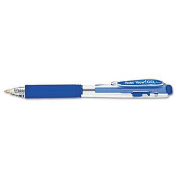 WOW! Retractable Gel Pen, .7mm, Translucent Barrel, Blue Ink, Dozen