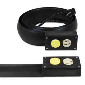 Lay-Flat Power Extension And Cord Cover, 13 Amps, 125 V, 5ft, Black