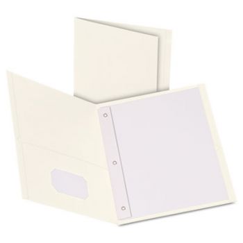 Twin-Pocket Folders with 3 Fasteners, Letter, 1/2" Capacity, White, 25/Box