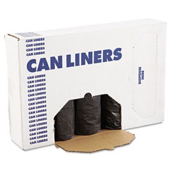 Low-Density Can Liners, 60gal, .65mil, 38 x 58, Black, 25/Roll, 4 Rolls/Carton