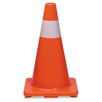 Traffic Cone, 18h x 10w x 10d, Orange/Silver