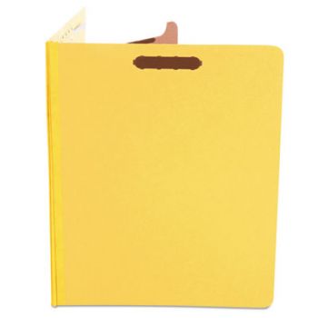 Pressboard Classification Folders, Letter, Four-Section, Yellow, 10/Box