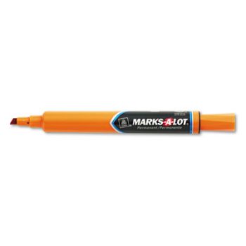 Large Desk Style Permanent Marker, Chisel Tip, Orange, Dozen