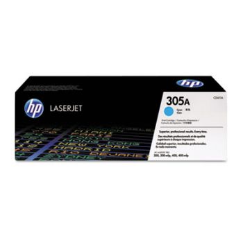 HP 305A, (CE411A) Cyan Original LaserJet Toner Cartridge, 2600 Page-Yield