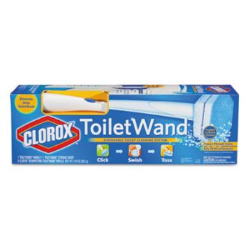 Toilet Wand Disposable Toilet Cleaning Kit: Handle, Caddy & Refills, White