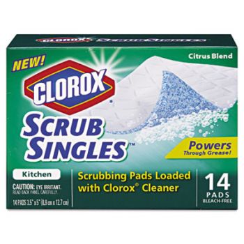 Kitchen ScrubSingles Scrubbing Pads, Citrus Blend Scent, 3 1/2" x 5", 14/Box