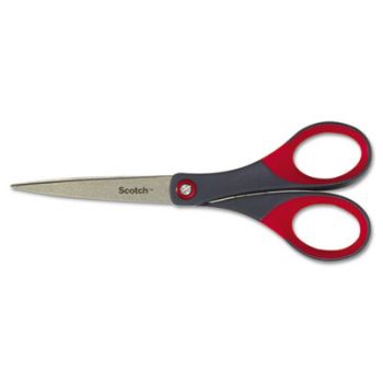 Precision Scissors, Pointed, 7" Length, 2-1/2" Cut, Gray/Red